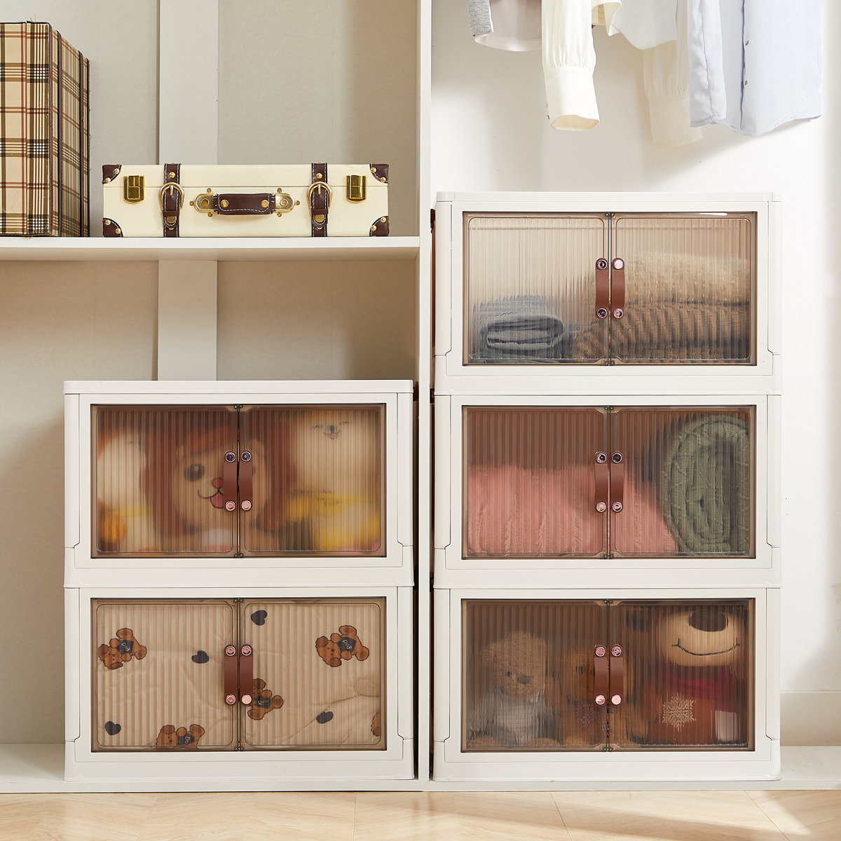 3 - Piece Stackable Storage Bins with Lid 3 Tier